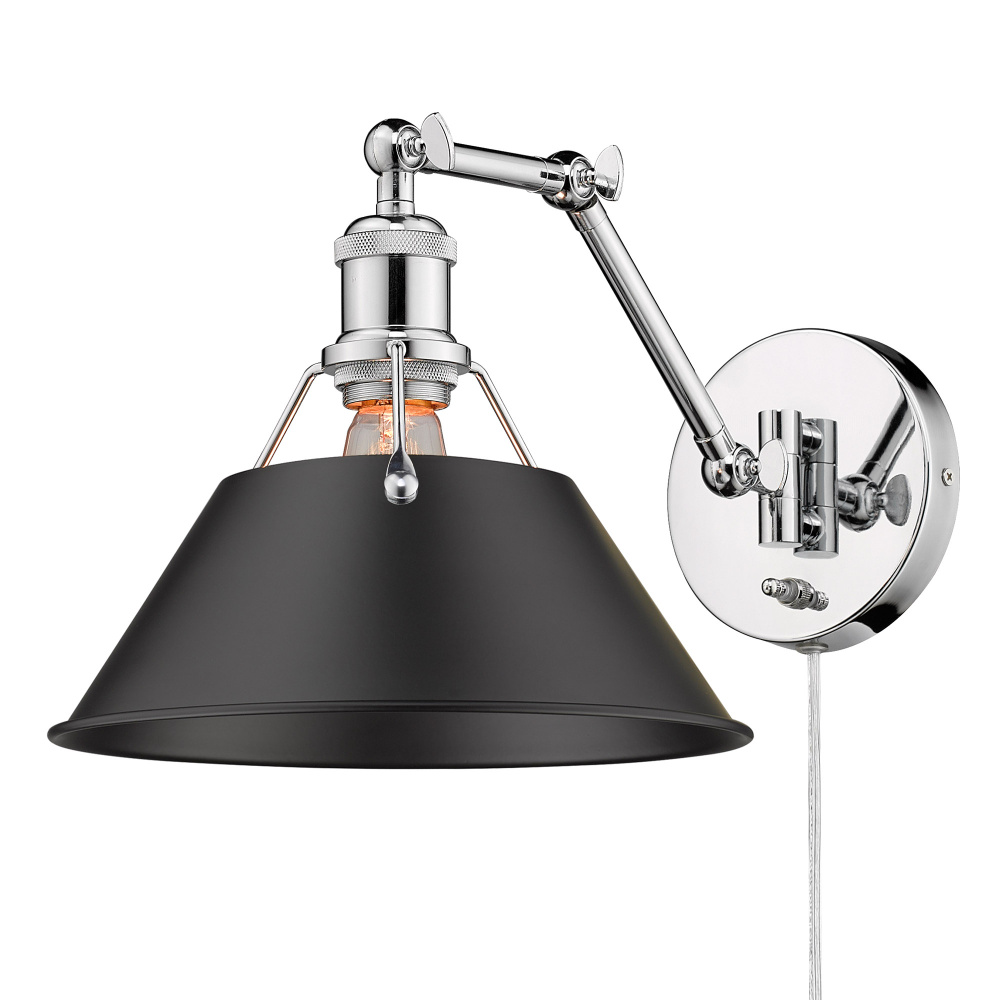 Yep by Golden Lighting Orwell 1-light Swing Arm Wall Lamp in Chrome and Matte Black shade